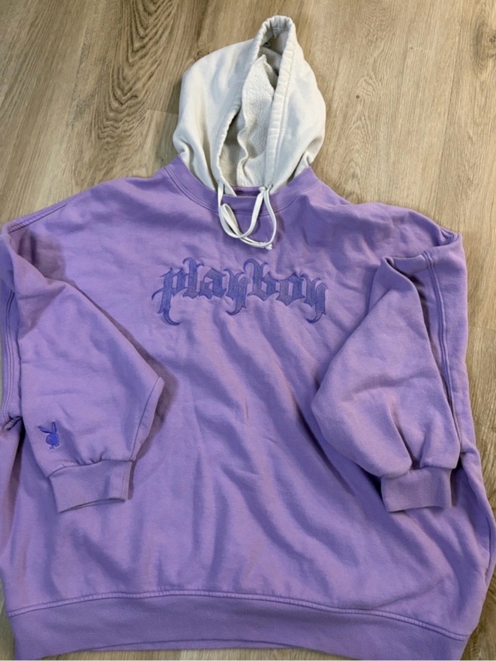 PLAYBOY X PACSUN purple embroidered hoodie sweatshirt size large Y2K 90s cozy
